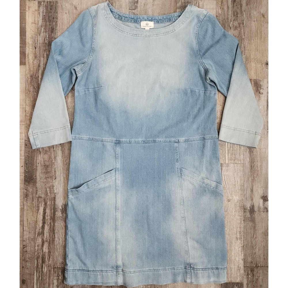 AG Adriano Goldschmied Denim Dress Womens Small Blue 3/4 Sleeve Cocoon Shift